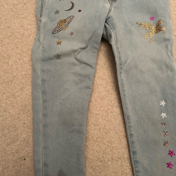 Gap Denim Super Skinny Jeans Glitter Sparkle Unicorn Stars size 5 - Picture 3 of 5